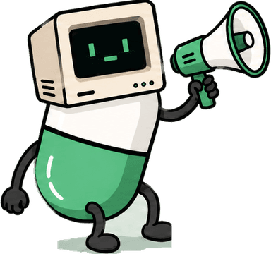 Pumploop mascot holding a megaphone